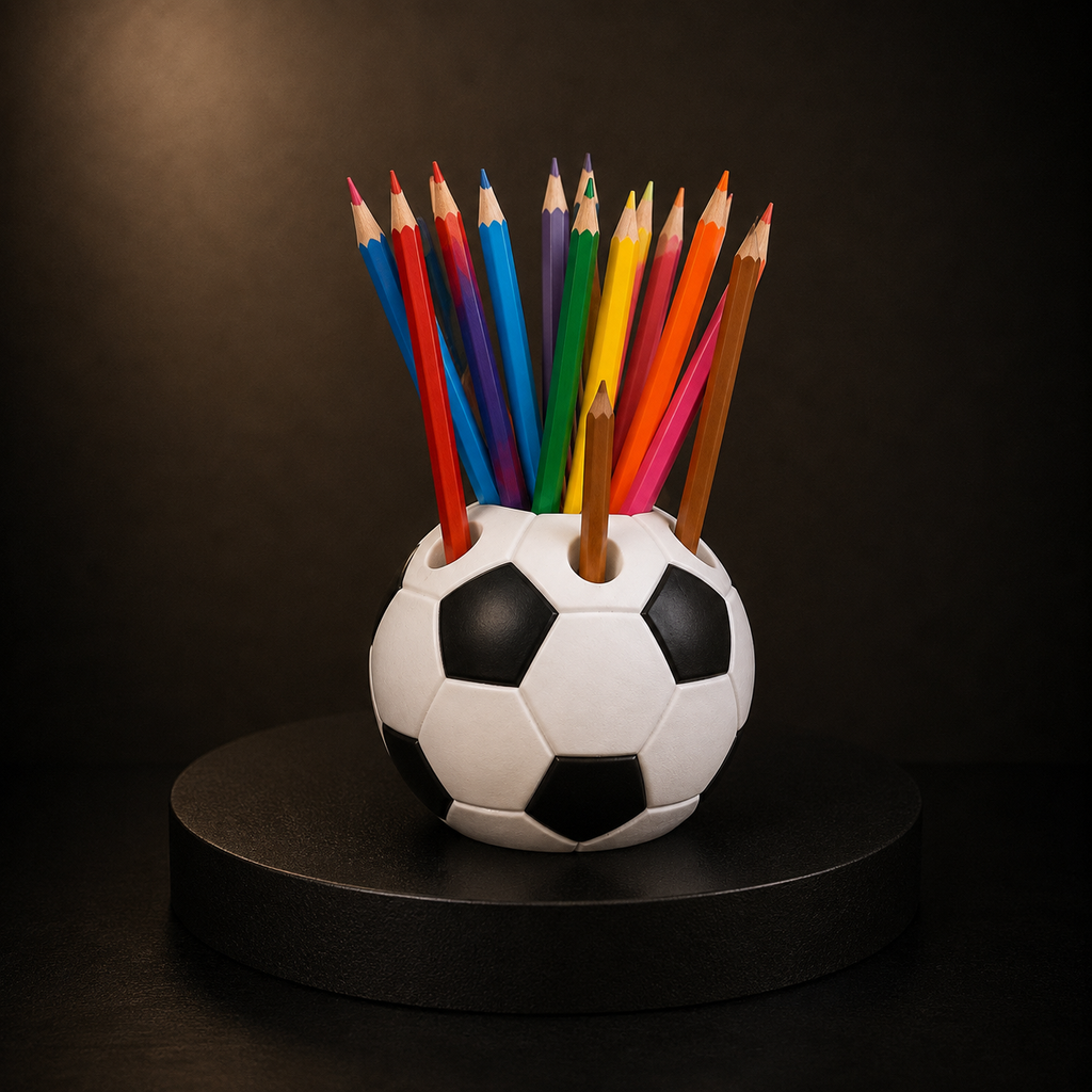 3D Printed Soccer Ball Pen Holder | Football Desk Organizer