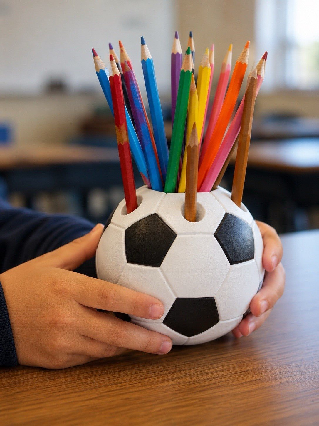 3D Printed Soccer Ball Pen Holder | Football Desk Organizer
